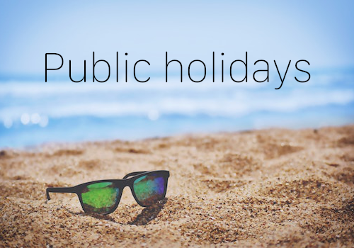 Public holidays for several countries